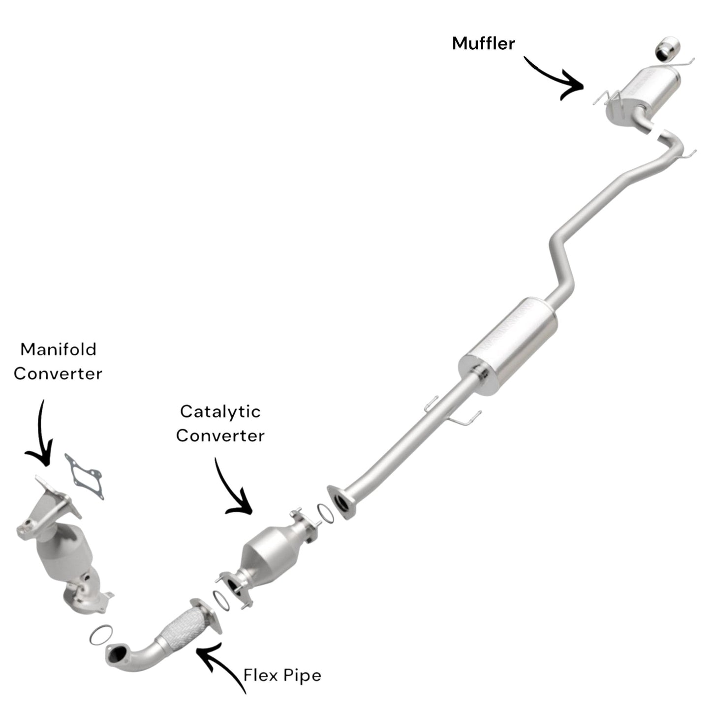 Honda Accord 2.4L (2008-2012) (Automatic Trans) (2-Door) Manifold Converter, Flex Pipe, Catalytic Converter and Muffler