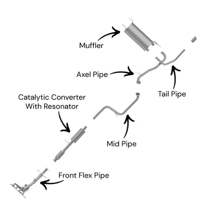 Mazda 3 2.0L (Sedan) (2010-2013) Front Flex Pipe, Catalytic Converter With Resonator, Mid Pipe, Axel Pipe, Muffler And Tail Pipe