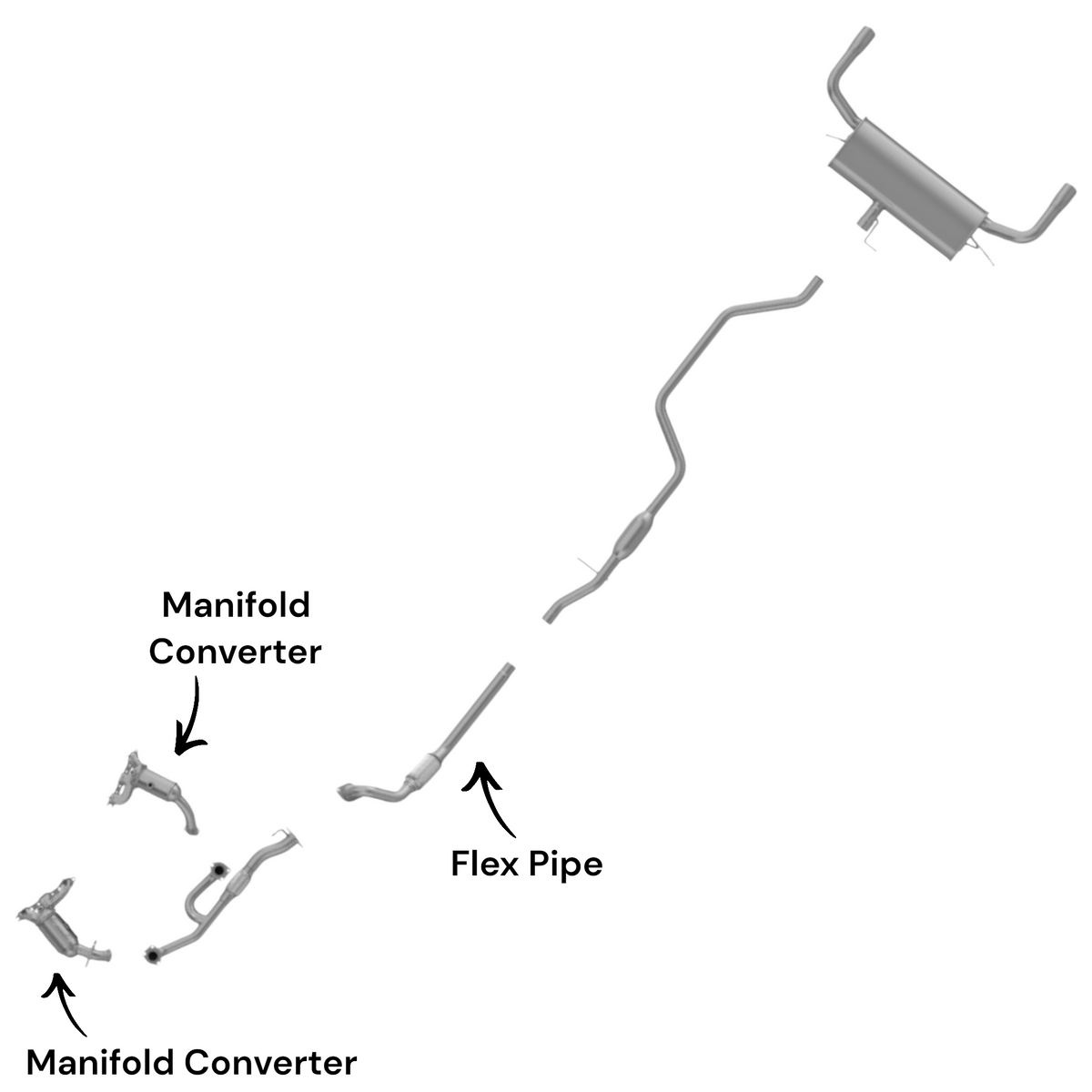 Convertisseur de collecteur arrière et tuyau flexible pour Chrysler Sebring 3.5L (2007-2010)