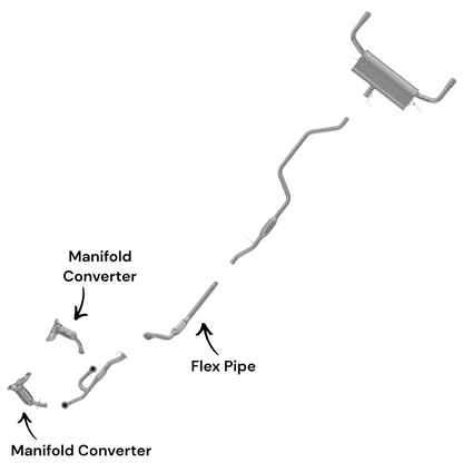 Dodge Avenger 3.5L (2008-2010) Front and Rear Manifold Converter and Flex Pipe