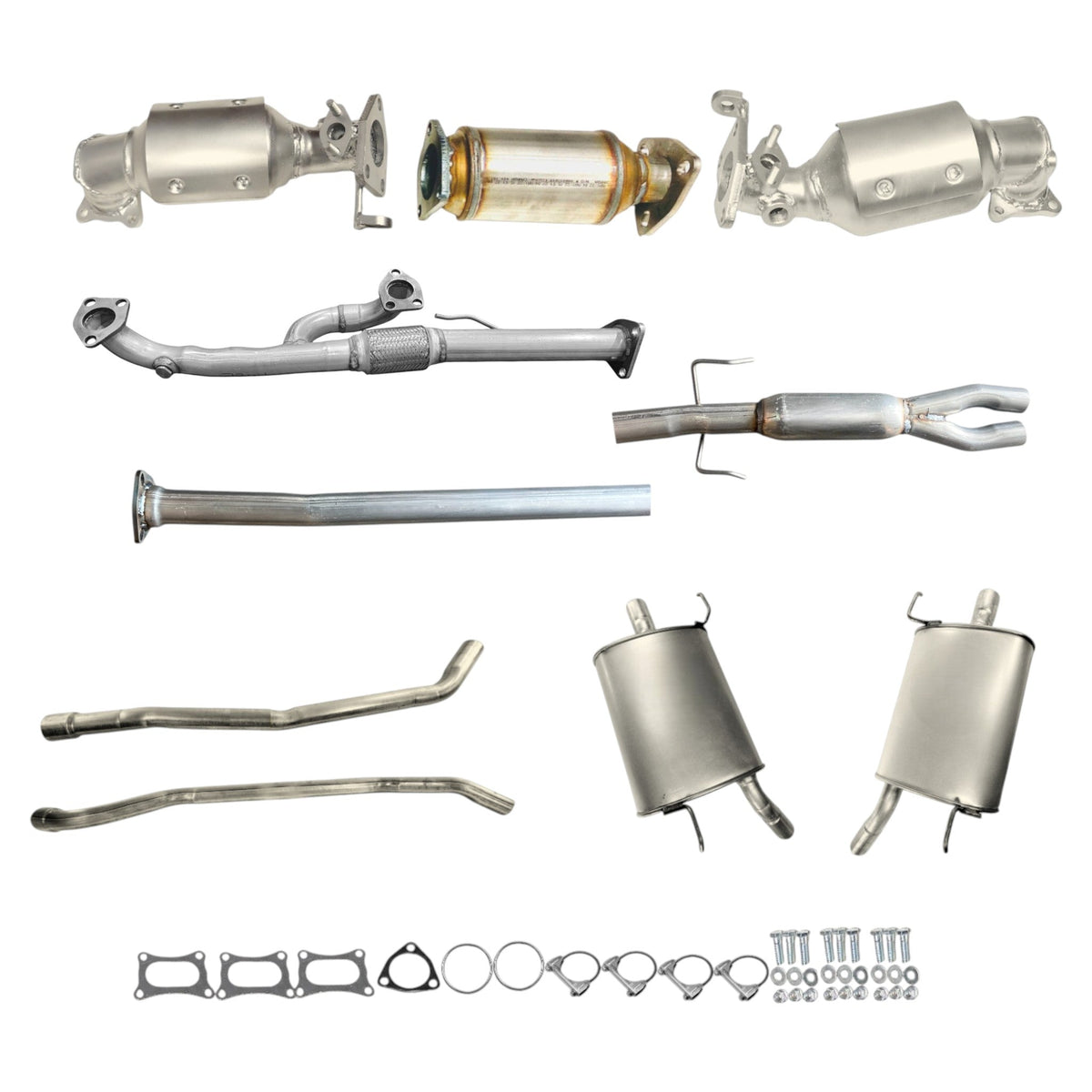 Convertisseurs d'échappement, tuyau en Y flexible, convertisseur arrière, résonateur, tuyaux d'échappement et silencieux latéraux pour Honda Pilot 3.5L (2009-2015)