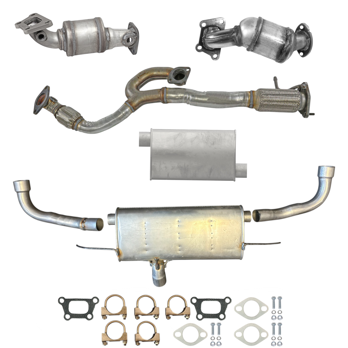 Chevrolet Equinox 3.0L (2012) Manifold Converters, Flex Y Pipe, Middle Muffler and Rear Muffler