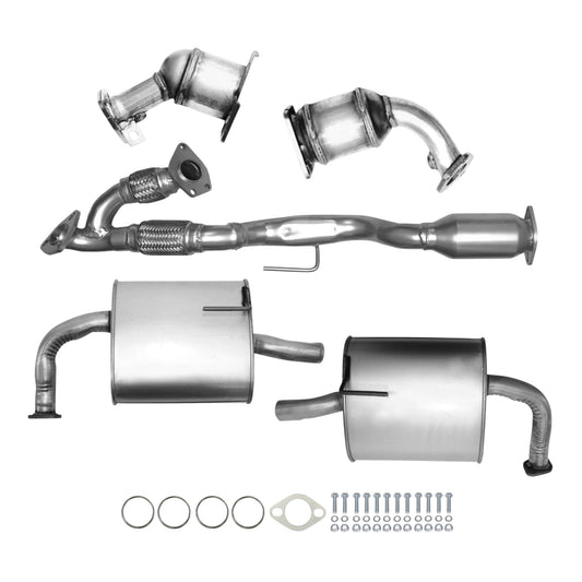 Nissan Altima 3.5L (2007-2009) (Sedan) Front & Rear Manifold Converters, Catalytic Converter with Flex Pipe and Right & Left Mufflers