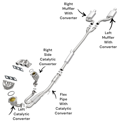 Convertisseurs catalytiques, tuyau flexible avec catalyseur, silencieux avec catalyseur pour Nissan Maxima 3.5L 2009-2014