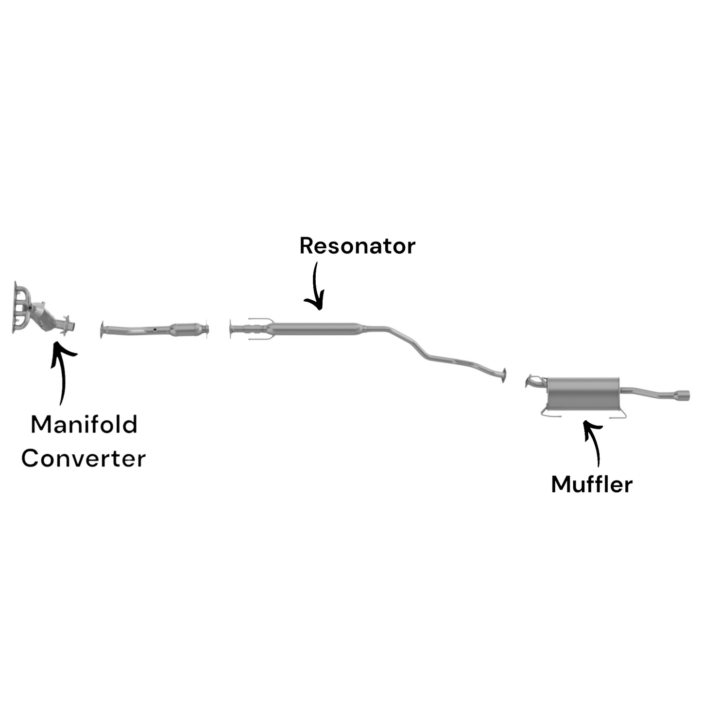 Nissan Sentra 1.8L (2013-2017) (Except SR sub-model) (California Emissions System) Manifold Converter, Resonator and Rear Muffler