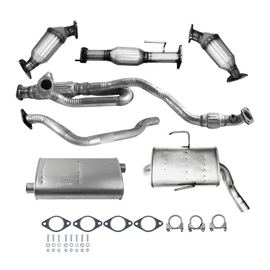 Chevrolet Traverse 3.6L (2009-2017) (Single Exhaust) Catalytic Converters (Set of 3), Y-Pipe with Flex, Middle Pipe, Muffler and Resonator