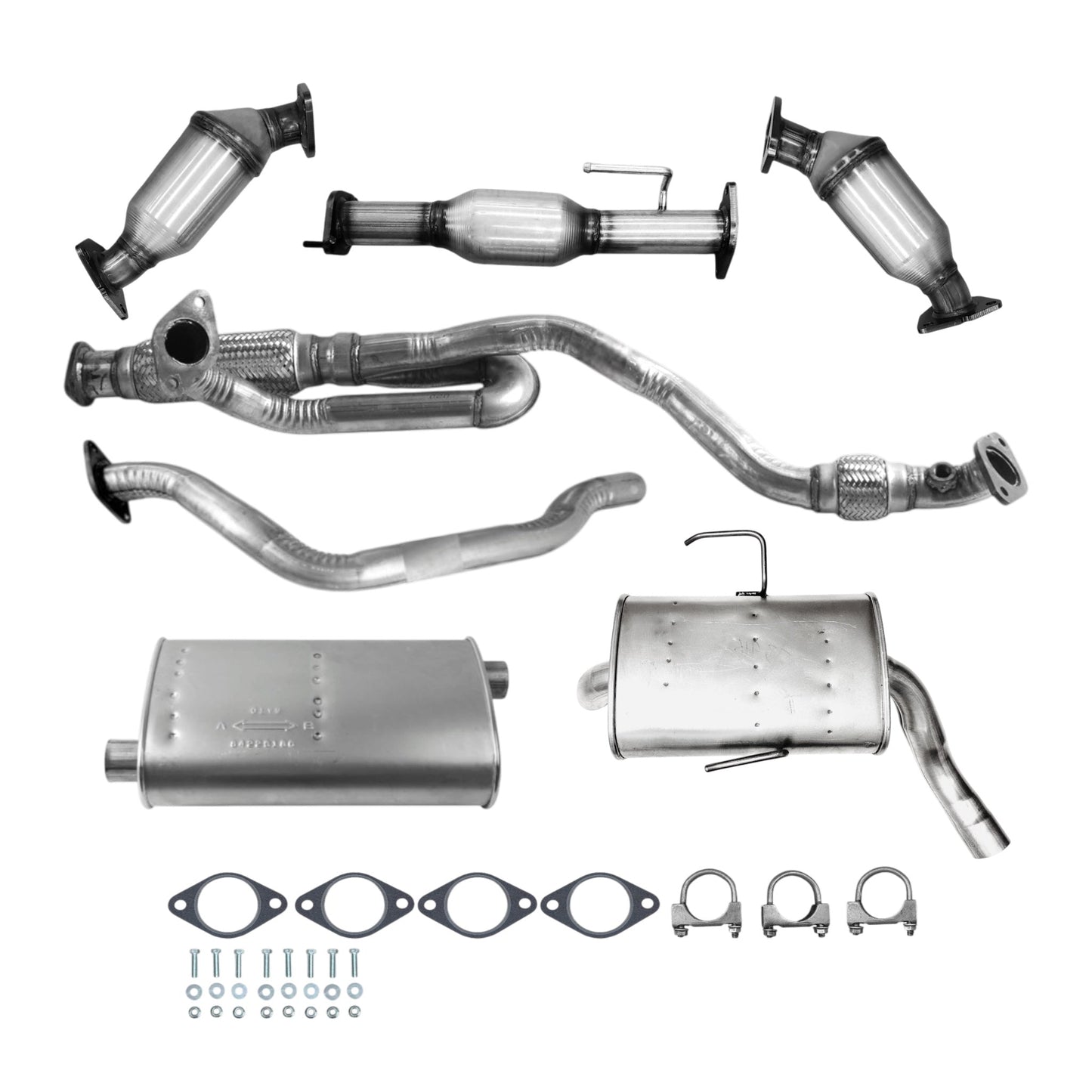 Saturn Outlook 3.6L (2009, 2010) (XE Only) Catalytic Converters (Set of 3), Y-Pipe with Flex, Middle Pipe, Muffler and Resonator