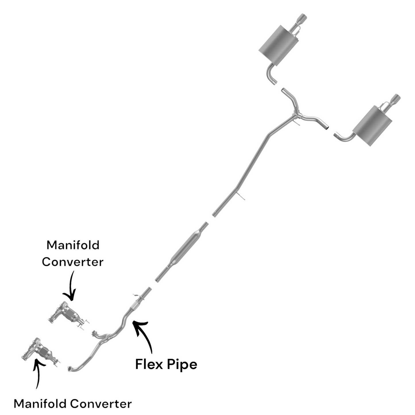 Ford Flex 3.5L (2013-2019) (Non-Turbo) Manifold Converters and Flex Pipe