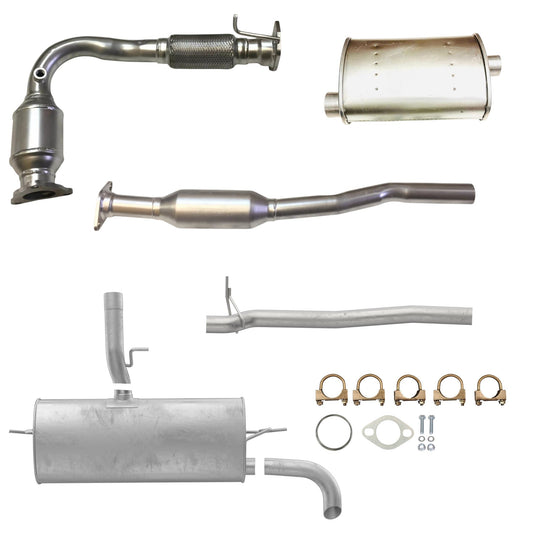 Chevrolet Equinox 2.4L (2010-2017) Catalytic Converter with Flex Pipe, Rear Catalytic Converter, Middle Muffler, Pipe and Rear Muffler