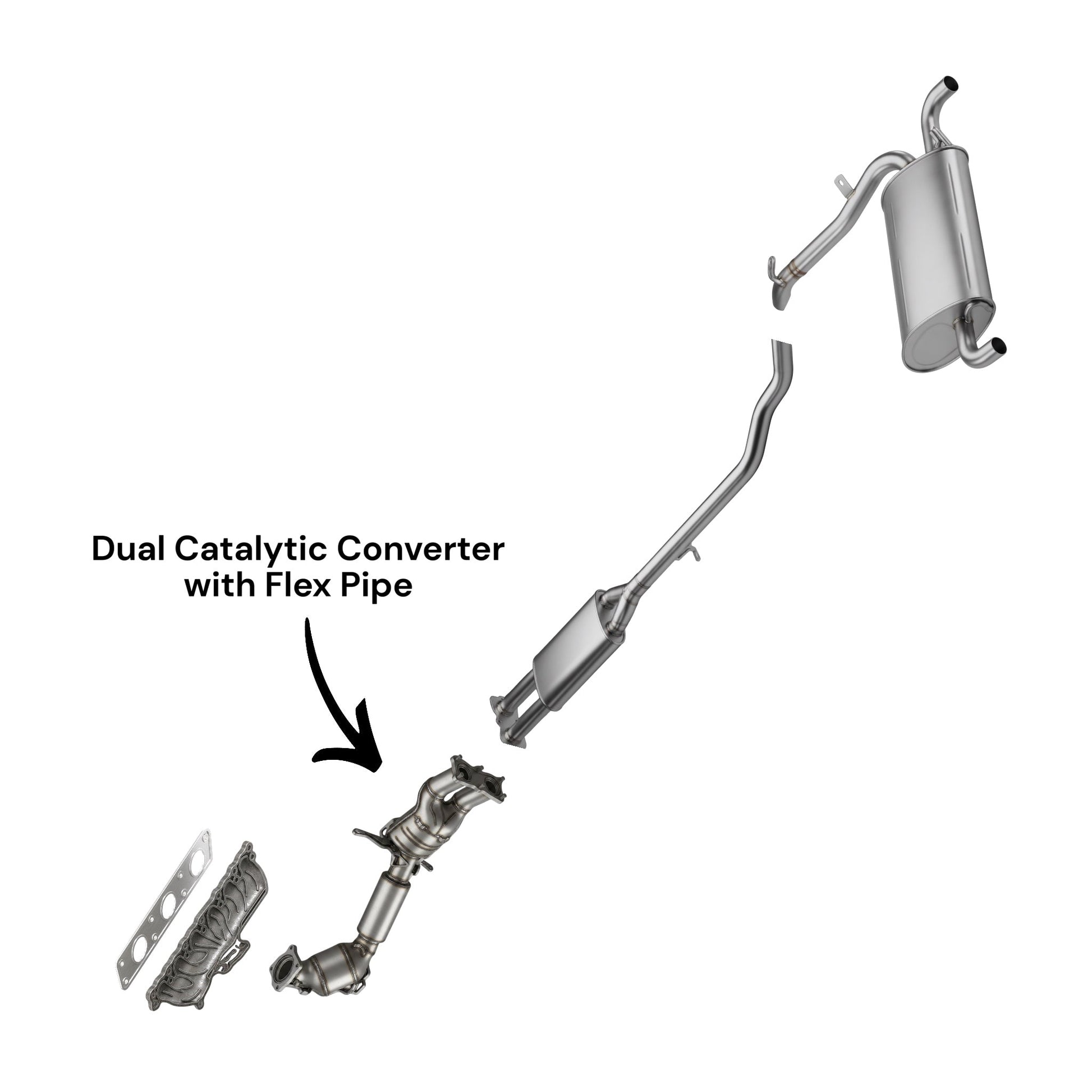 Volvo V60 3.0L Turbo (2015, 2016) Dual Catalytic Converter with Flex Pipe