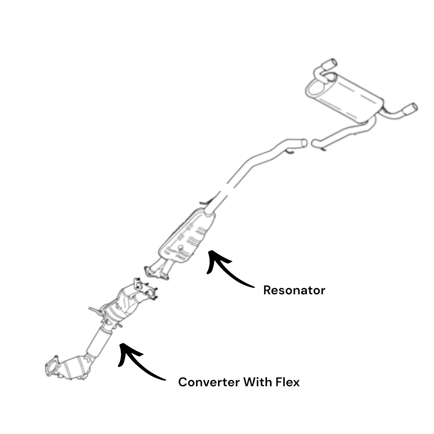 Convertisseur avec flexible et résonateur pour Volvo XC60 3.0L (2010-2015) (Turbo)