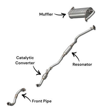Toyota Matrix 2.4L (2009-2010) (XRS Sub-Model) (Only for AWD) Front Pipe, Catalytic Converter with Resonator and Rear Muffler