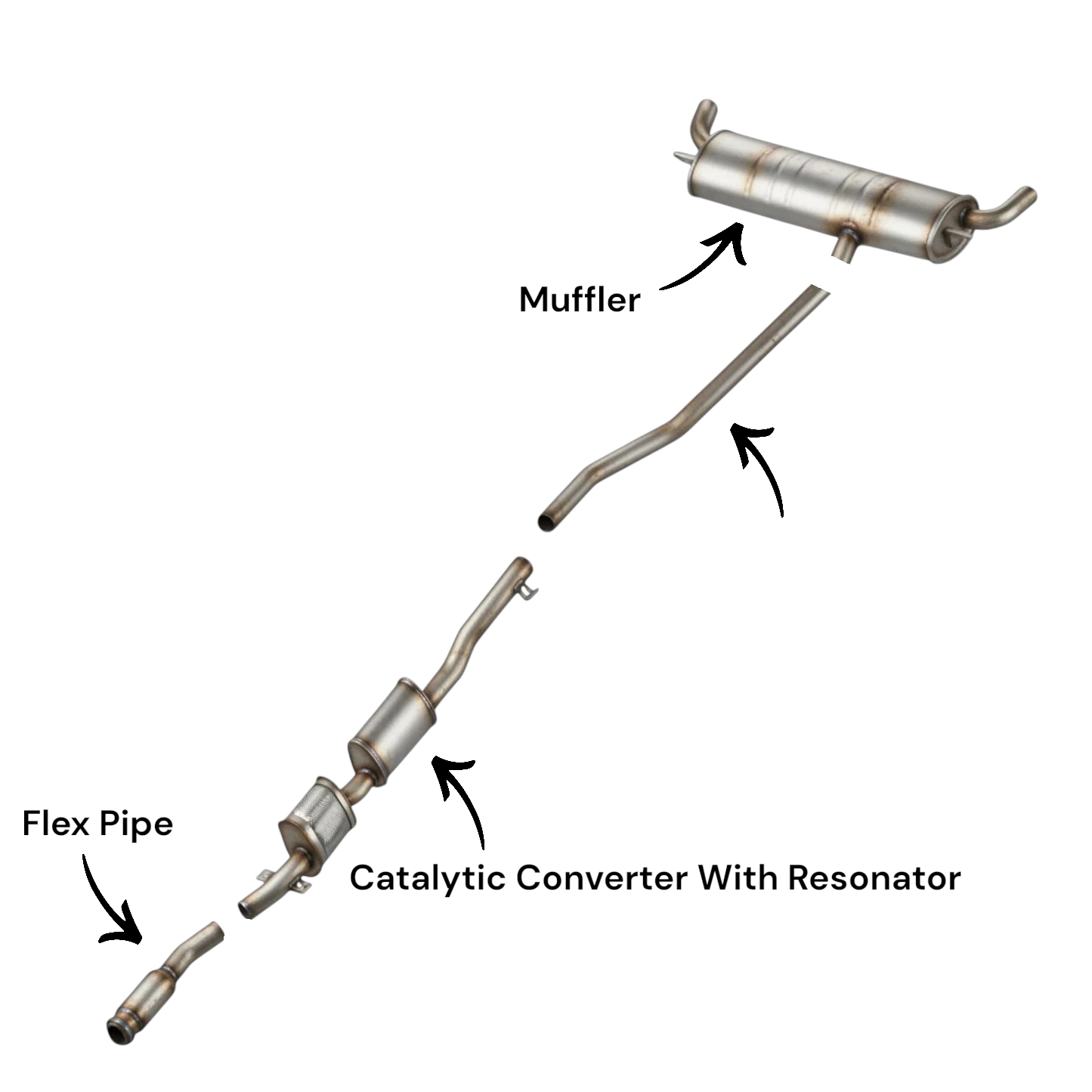 Mini Cooper Countryman 1.6L (2011-2016) (Turbo) Flex Pipe, Catalytic Converter With Resonator And Muffler
