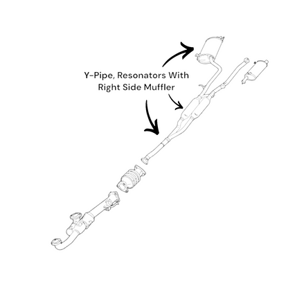 Honda Accord Crosstour 3.5L (2010 & 2011) AWD Y-Pipe, Resonators With Right Side Muffler