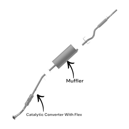 Buick Rendezvous 3.5L (2006,2007) (FWD) Catalytic Converter With Flex, Muffler.