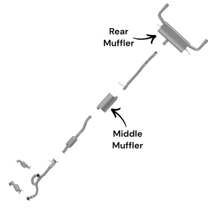 GMC Terrain 3.0L (2010-2012) Middle muffler and Rear Muffler
