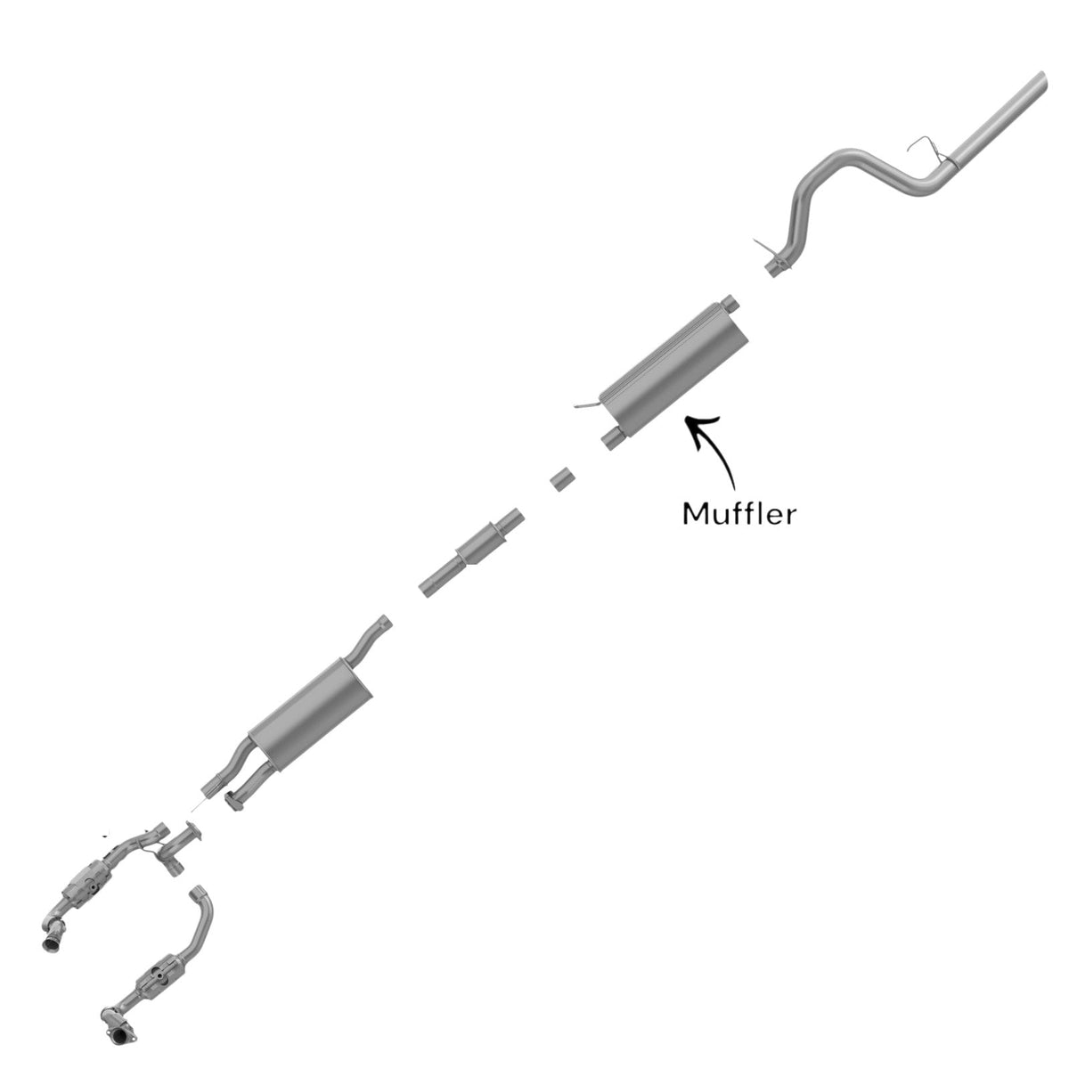 Ford F-350 Super Duty 6.2L (2011-2017) (Extended Cab Pickup With Long Bed) Rear Muffler 