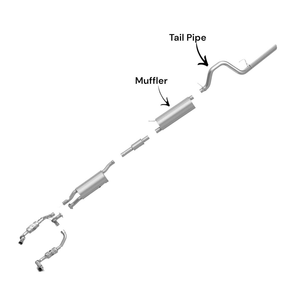 Ford F-350 Super Duty 6.2L (2011-2016) (Crew Cab Pickup With Short Bed) Rear Muffler With Tail Pipe 