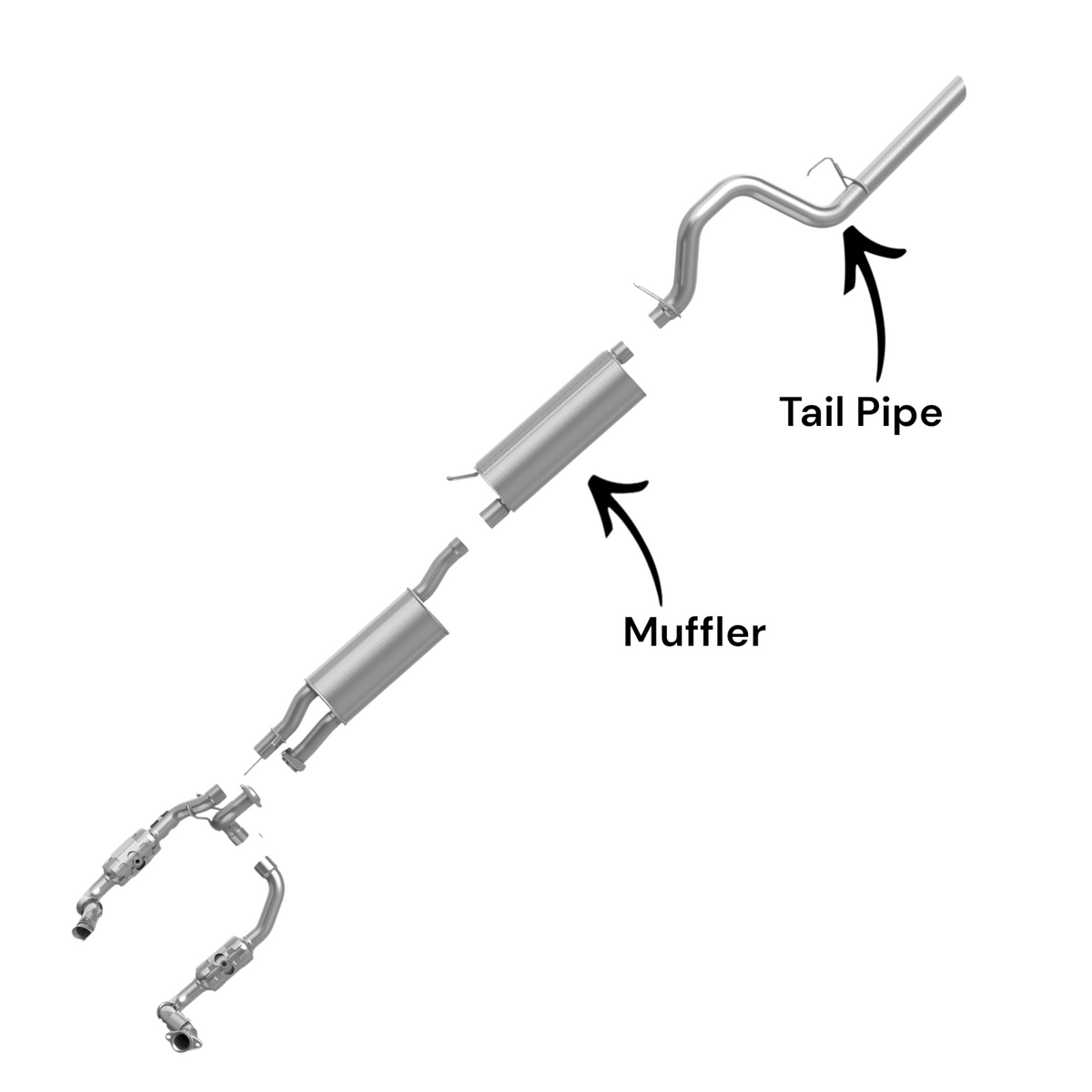 Ford F-350 Super Duty 6.2L (2011-2016) (Standard Cab Pickup With Long Bed) Rear Muffler With Tail Pipe 