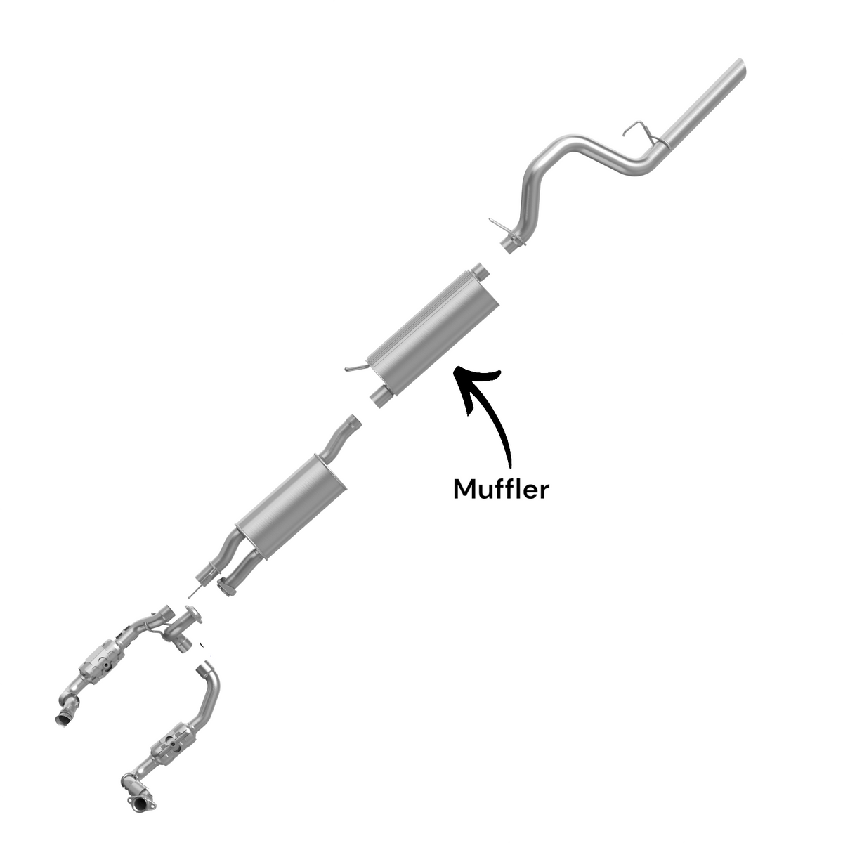 Ford F-350 Super Duty 6.2L (2011-2017) (Standard Cab Pickup With Long Bed) Rear Muffler 