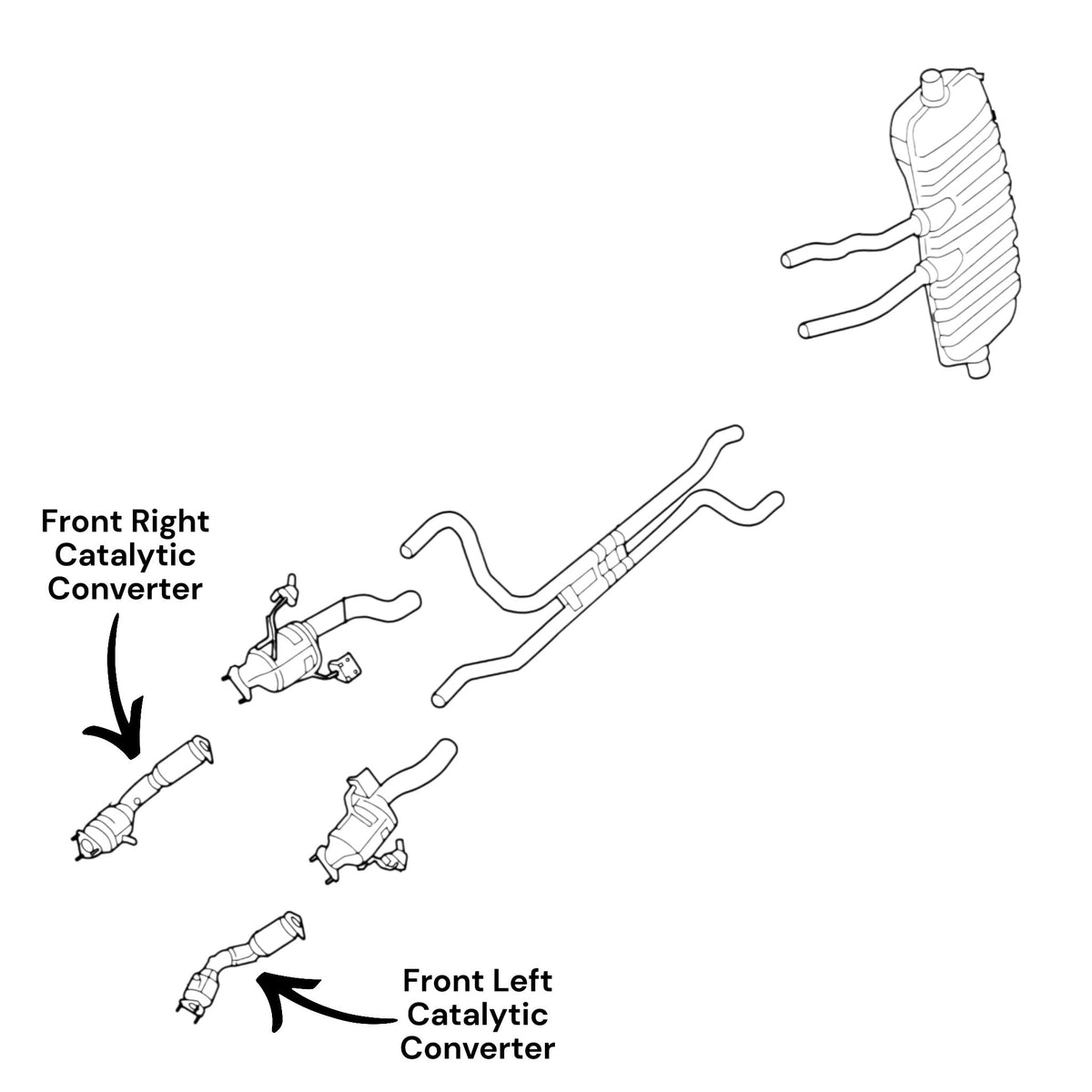 Porsche Cayenne 4.5L (2003-2005) (AWD) (Non-Turbo) Front Left & Front Right Catalytic Converters