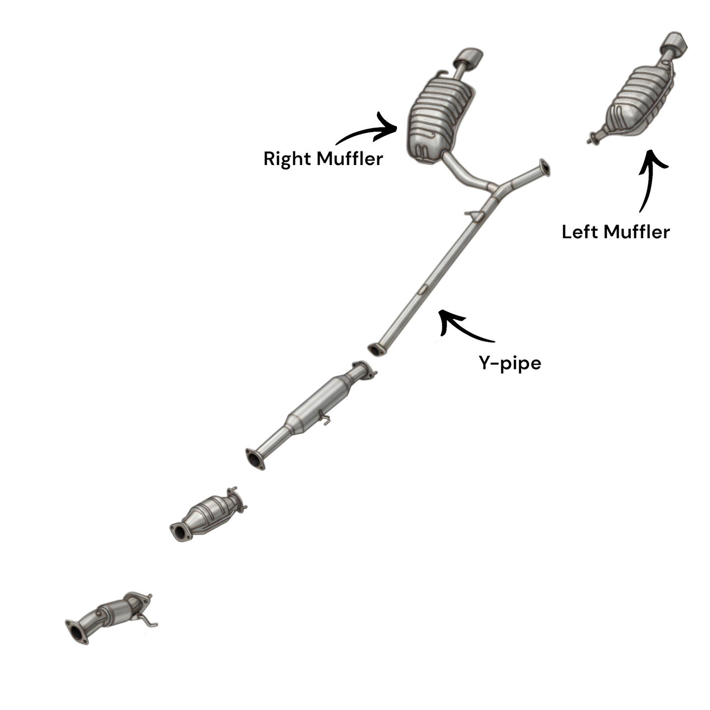 Kia Optima 2.4L (2011-2013) (Only Korean Built) Both side Mufflers with Y-Pipe