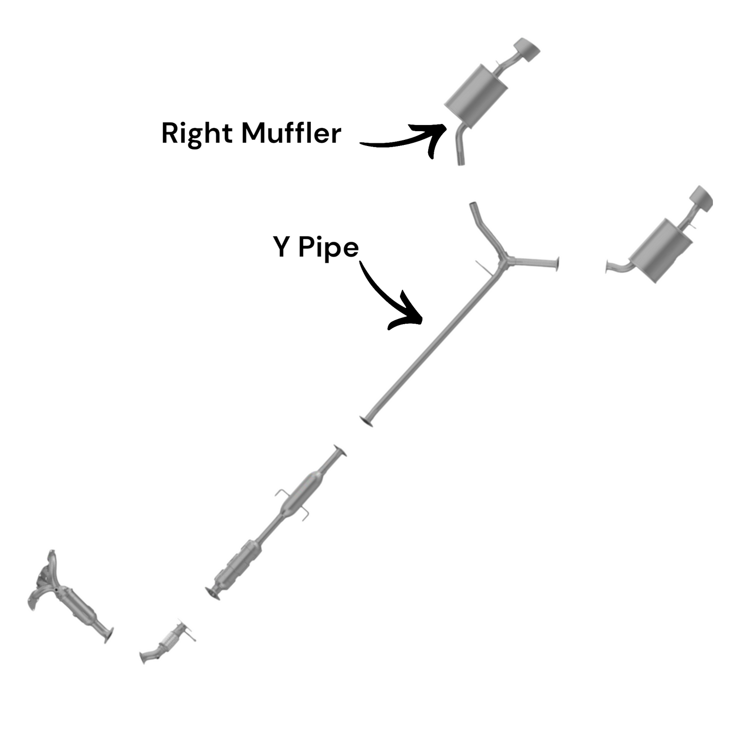 Hyundai Sonata 2.4L (2011-2014) (Non-Hybrid) Right Side Muffler with Y-Pipe