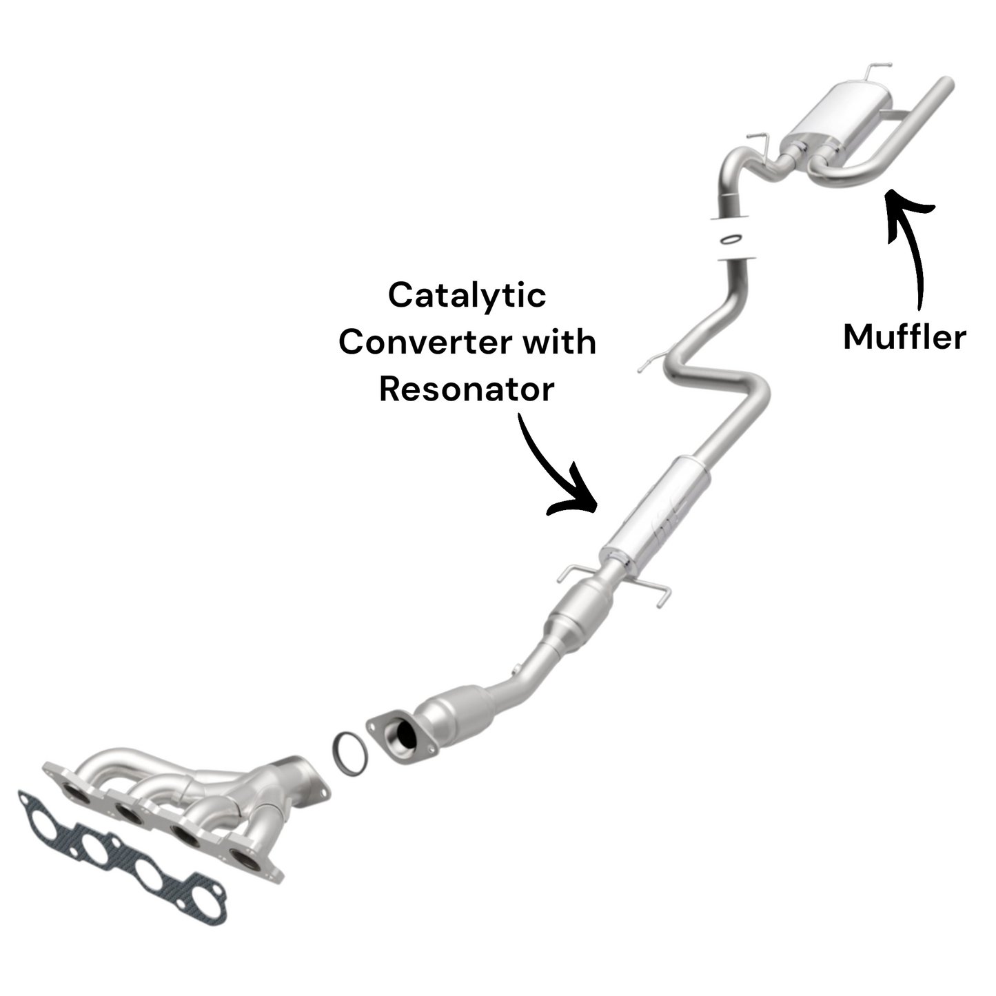 Toyota Yaris 1.5L (2006-2011) (Hatchback) Catalytic Converter with Resonator and Rear Muffler