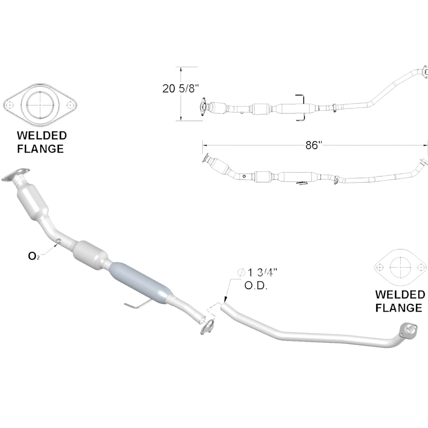 Toyota Matrix 1.8L 2009-2013 Catalytic Converter With Resonator