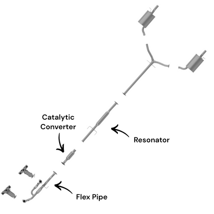 Hyundai Sonata 3.3L (2006-2007) Flex Pipe, Catalytic Converter and Resonator