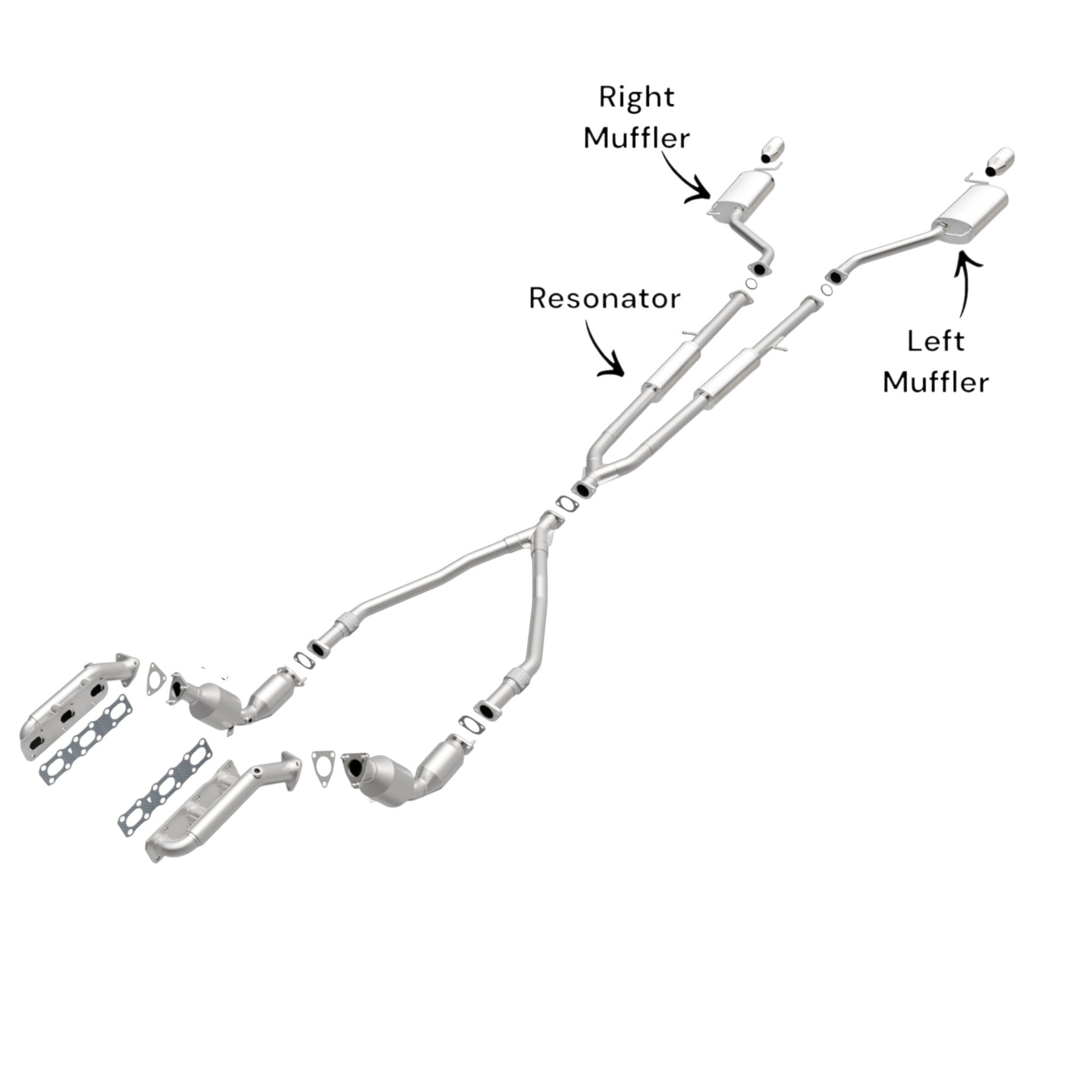 Infiniti M45 4.5L (2006-2010) Y pipe Resonator, Left And Right Side Muffler.