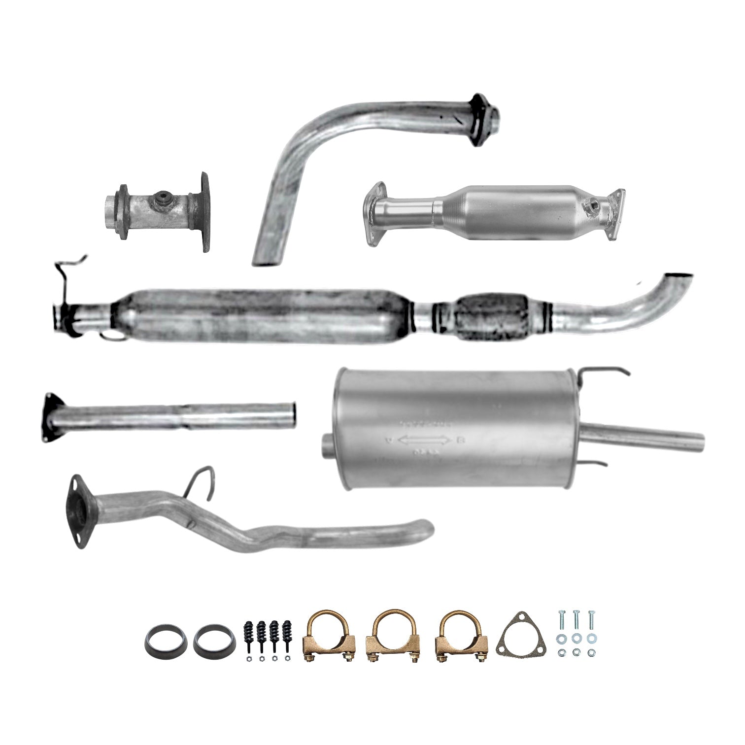 Acura CL 2.3L (1998, 1999) Middle Pipe, Catalytic Converter, Resonator with Flex Pipe and Muffler (Single Tip)