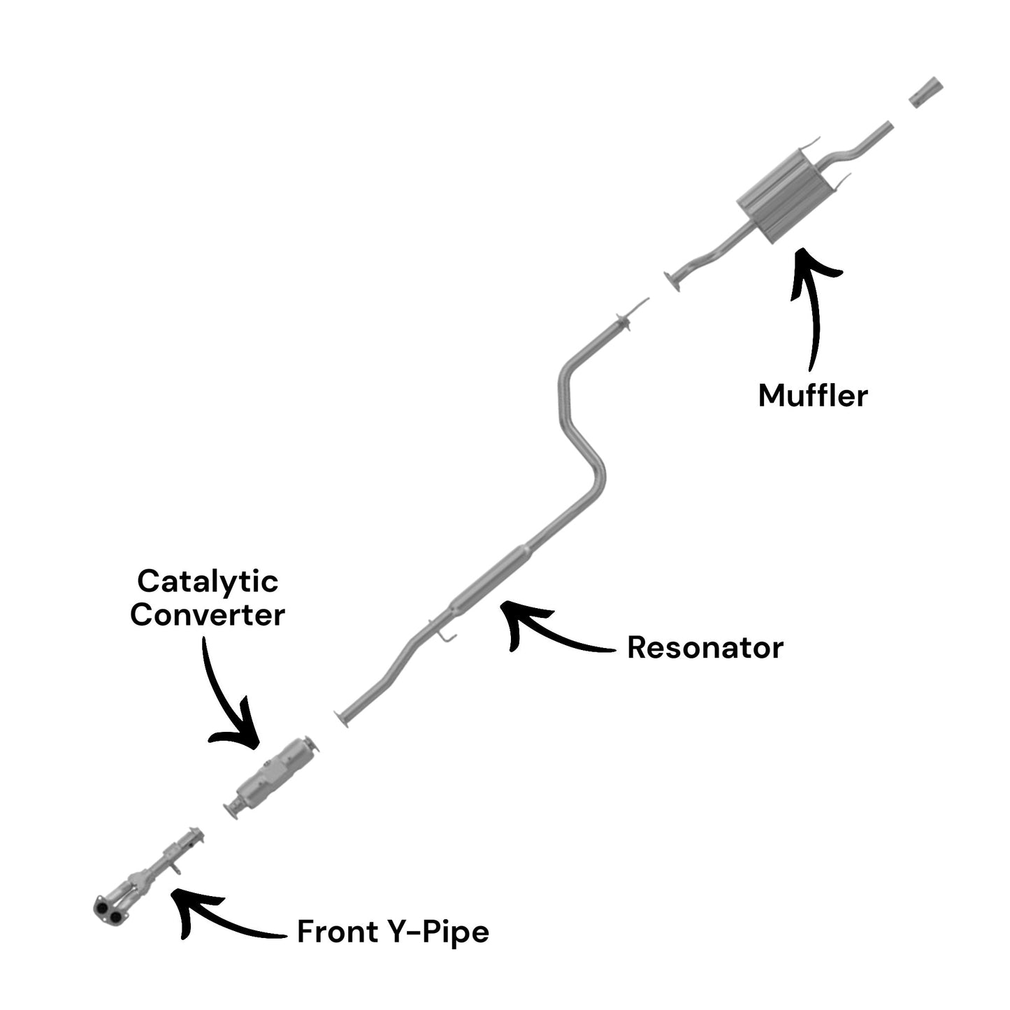 Acura EL 1.6L (1999, 2000) Front Y-Pipe, Catalytic Converter, Resonator and Muffler
