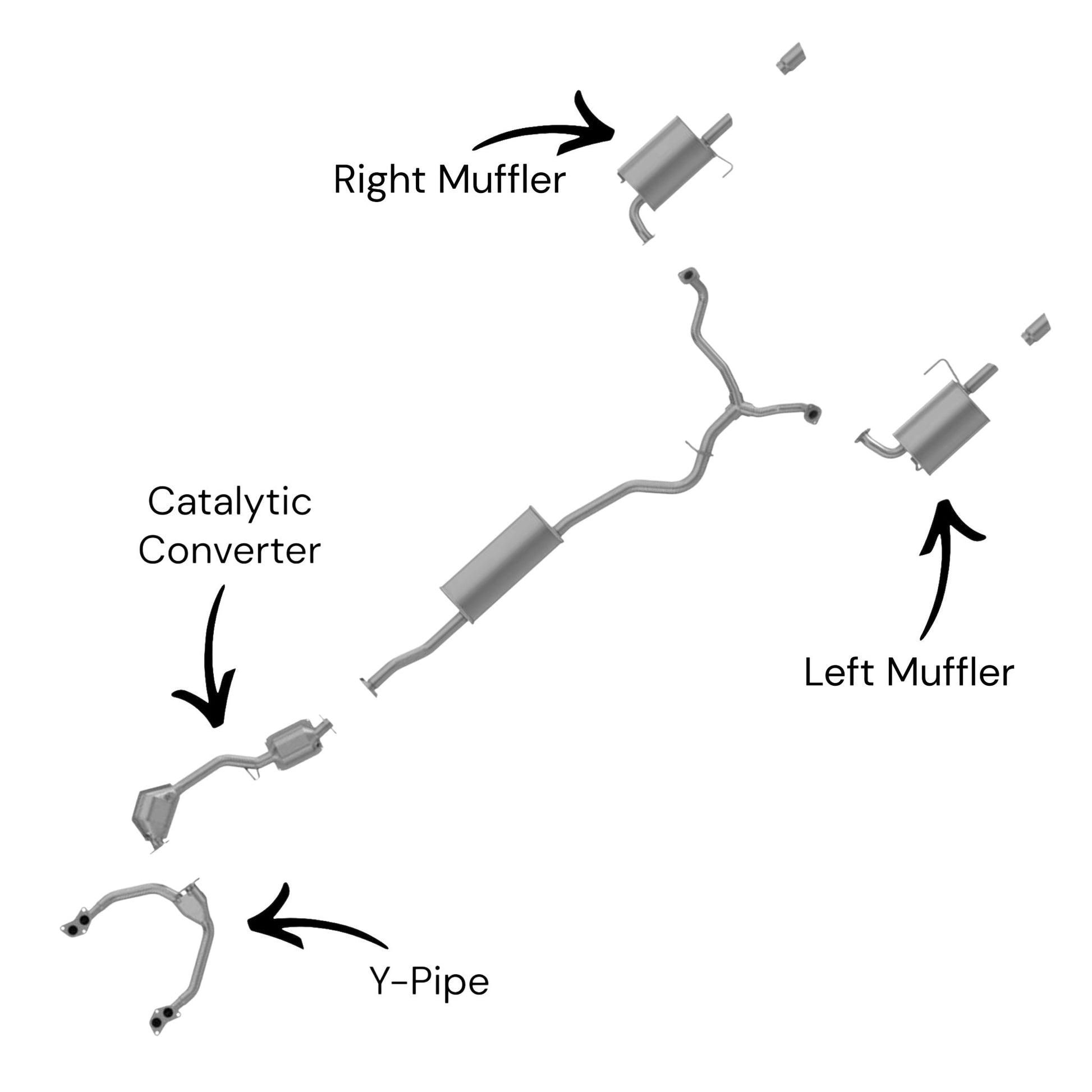 Subaru Legacy 2.5L (Non-Turbo) (2005-2009) (Manual Only) Y-Pipe, Catalytic Converter With Resonator And Both Side Mufflers