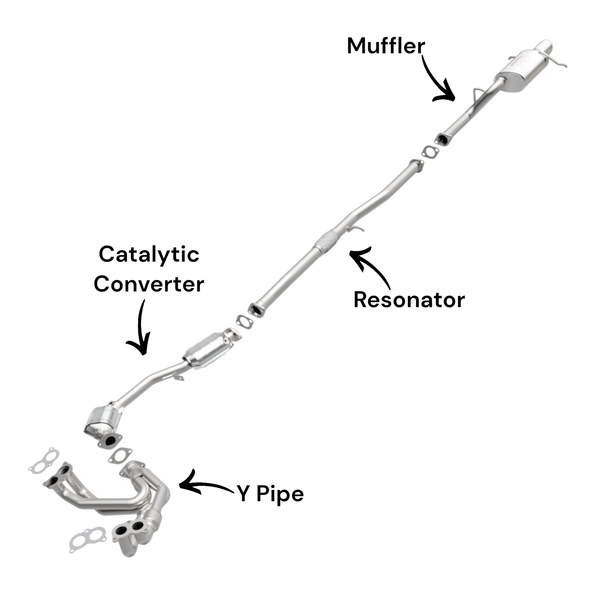 Subaru Forester 2.5L (2002-2005) Y-Pipe, Catalytic Converter, Resonator and Muffler