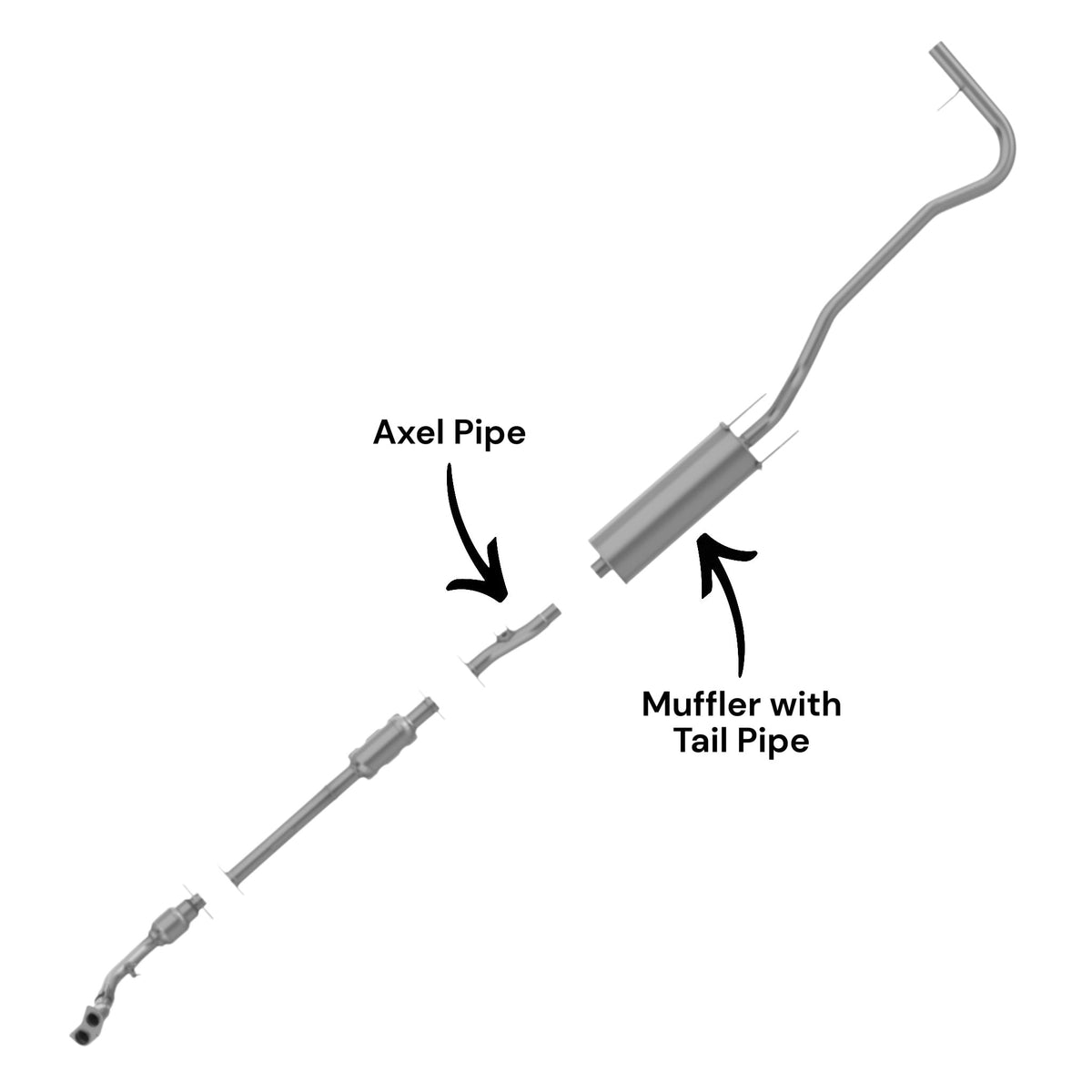 Toyota Tacoma 2.7L (2000-2004) (103.3 Wheelbase) (California Emissions System) Axel Pipe & Muffler With Tail Pipe