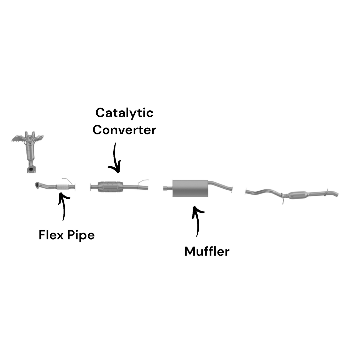 Mercury Mariner 2.3L (2005-2007) Flex Pipe, Catalytic Converter and Muffler