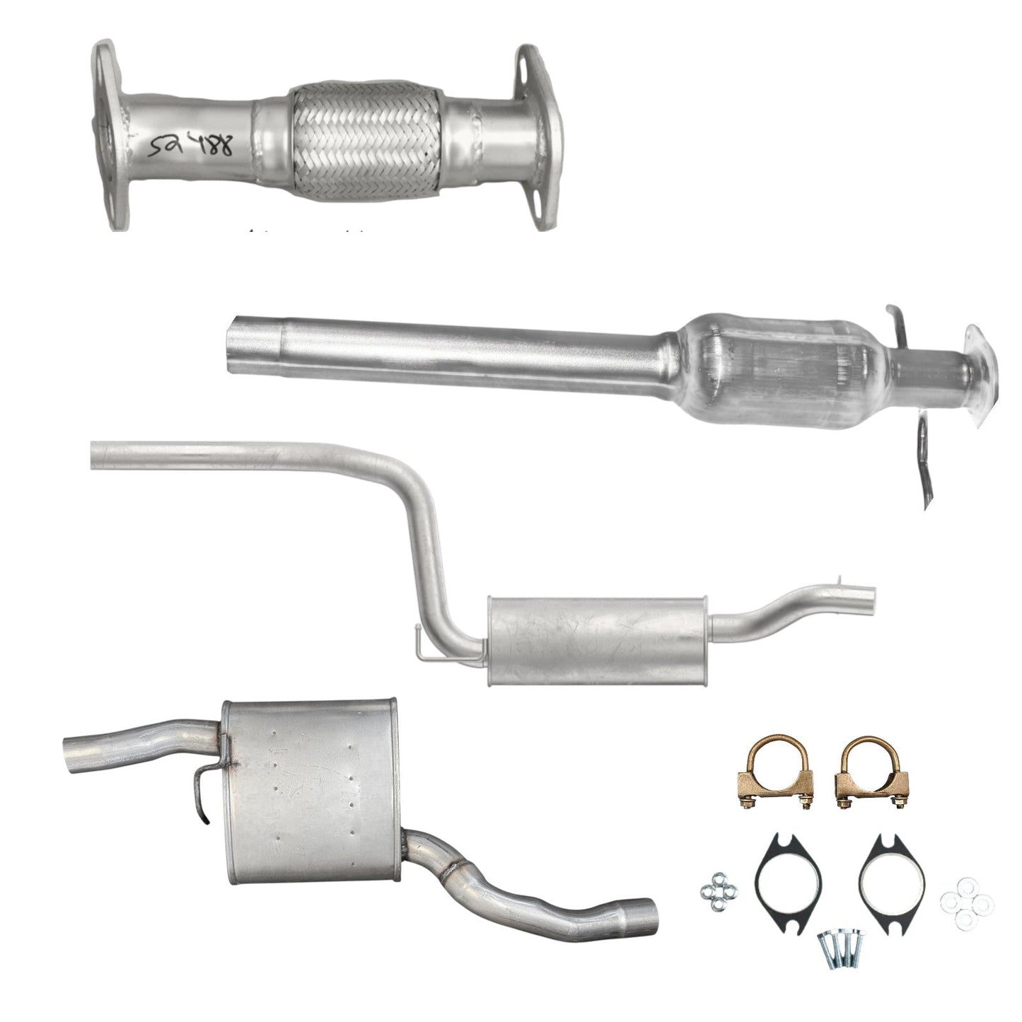 Ford Focus 2.0L (2005-2007) (Automatic) (Hatchback) Flex Pipe, Catalytic Converter, Center Muffler And Rear Muffler