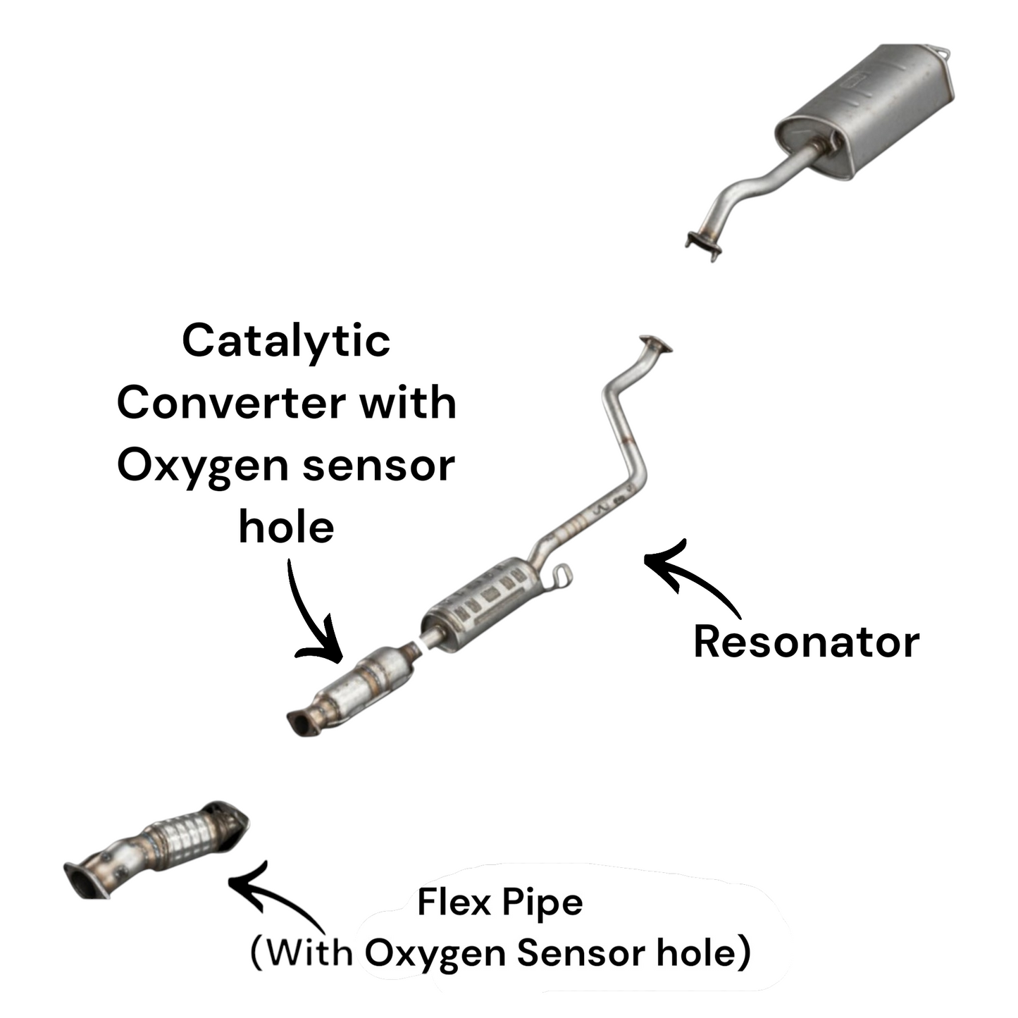 Kia Forte 2.0L (2017-2018) (Only for EX Sub-Model) (Federal Emissions System) Flex Pipe, Catalytic Converter and Resonator