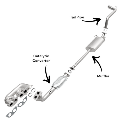 Convertisseur et silencieux avec tuyau d'échappement pour Toyota 4Runner 3.4L (1996-2000).