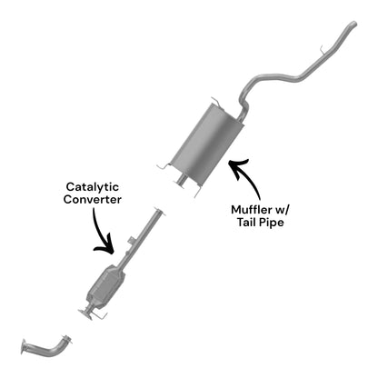 Chevrolet Tracker 1.6L (1999, 2000) Catalytic Converter & Muffler With Tail Pipe