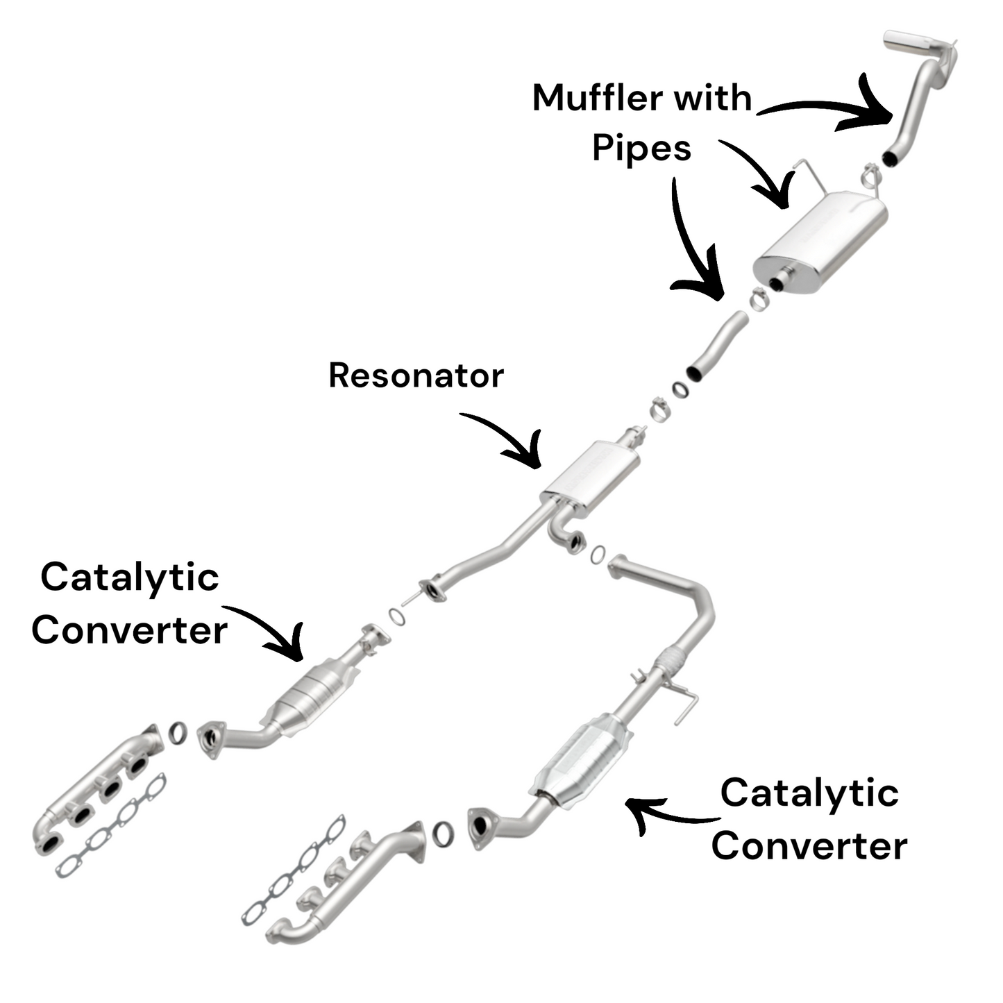 Toyota Tundra 4.7L (2000-2002) Catalytic Converter, Resonator and Muffler