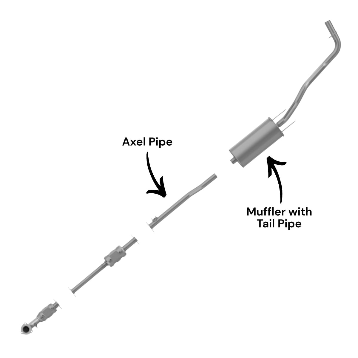 Toyota Tacoma 3.4L (2000-2004) (Except Standard Cab Pickup) (RWD; Pre Runner) Axel Pipe & Muffler With Tail Pipe