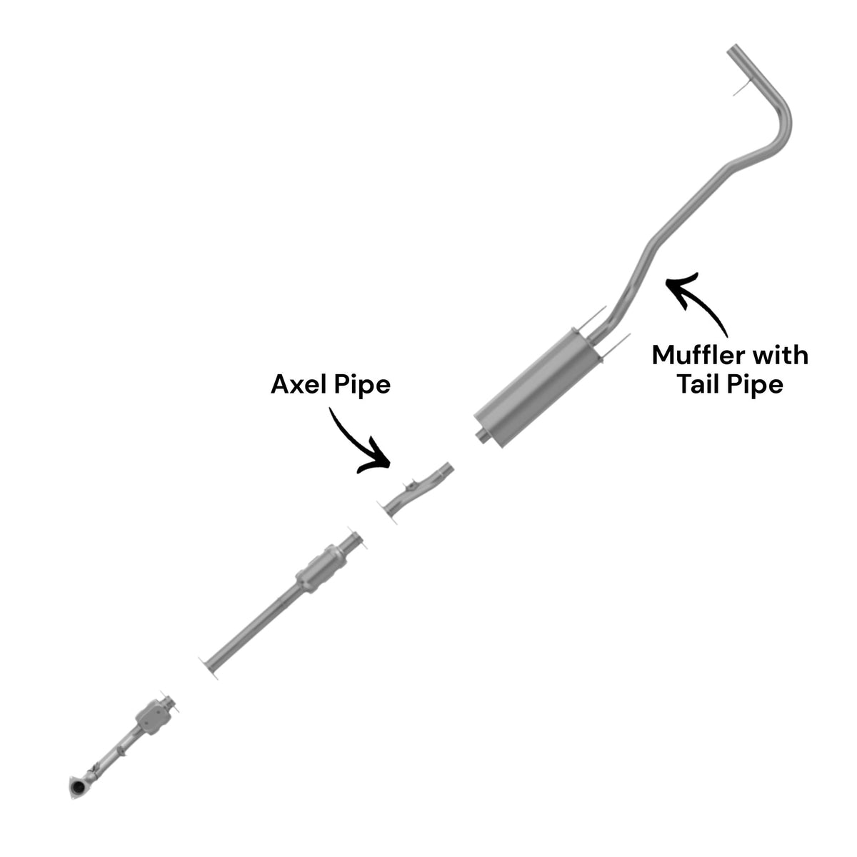 Toyota Tacoma 2.4L (1999-2004) (121.9" Wheelbase) Axel Pipe & Muffler With Tail Pipe