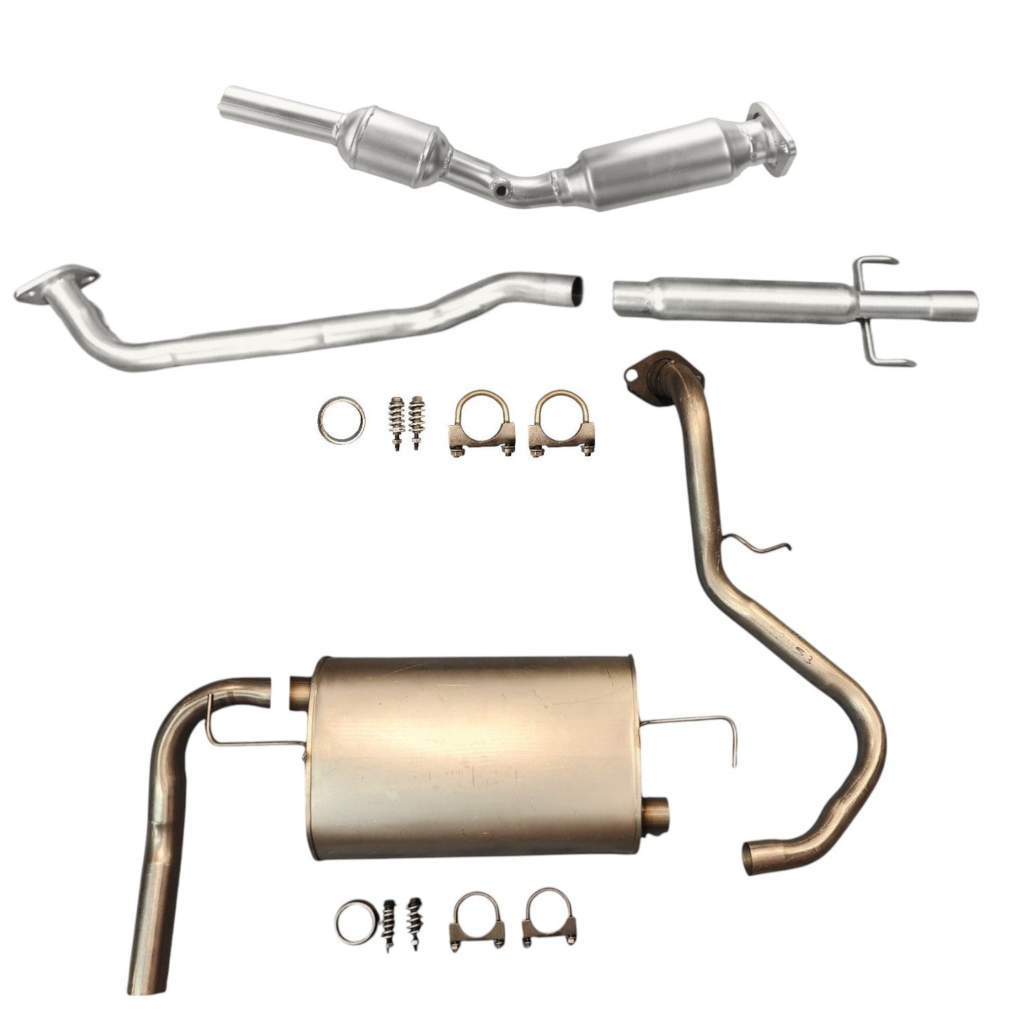 Pontiac Vibe 1.8L (2005-2008) (FWD) Catalytic Converter, Resonator and Muffler with Axel and Tail pipe