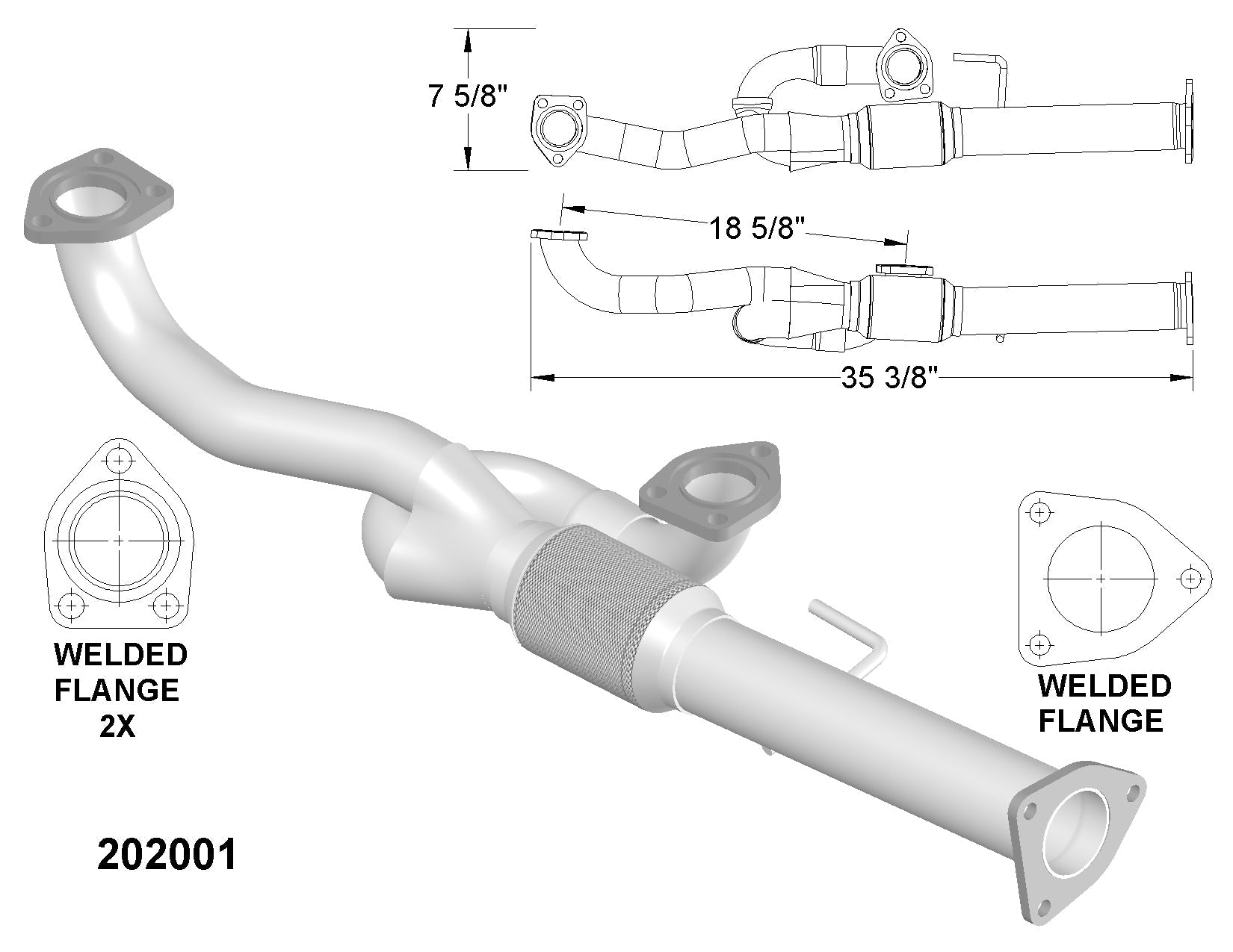 Acura MDX 3.5L 2003-2006 Front Flex Y - Pipe