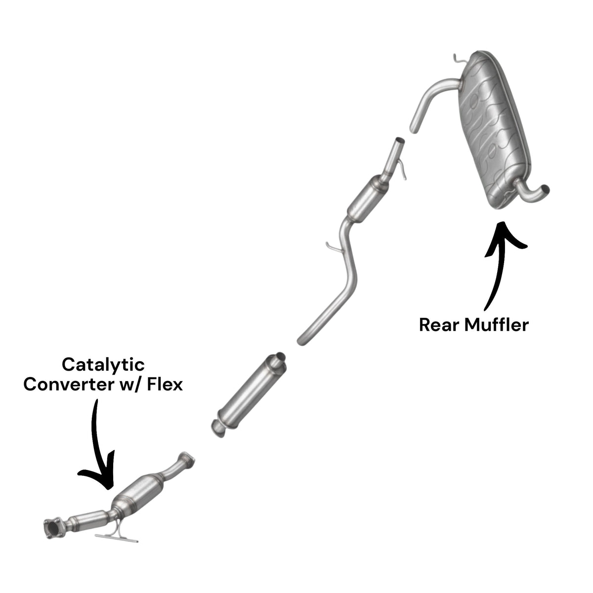 Volvo V50 2.4L (2005-2010) Catalytic Converter With Flex Pipe & Rear Muffler
