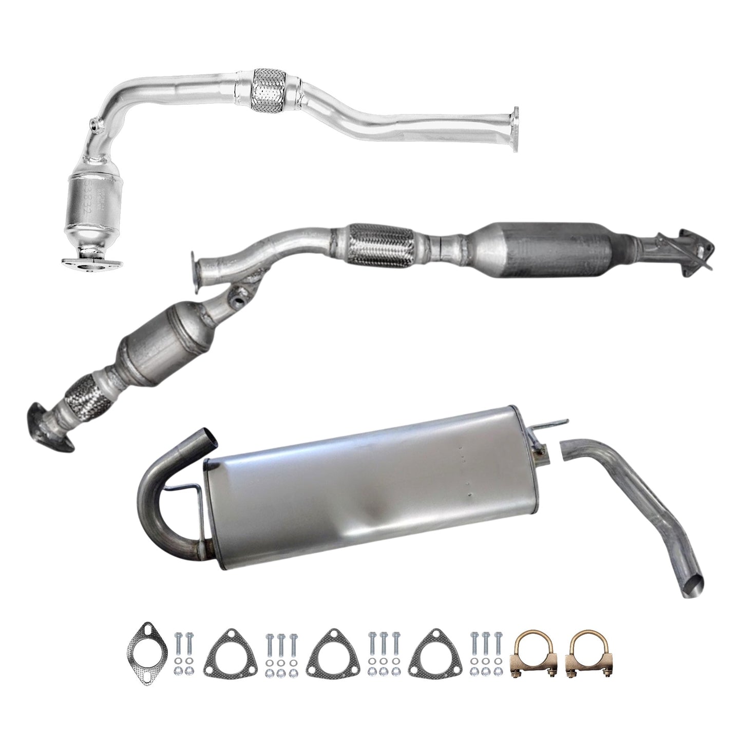 Saturn Vue 3.0L (2002, 2003) Front & Rear Catalytic Converters With Flex & Muffler
