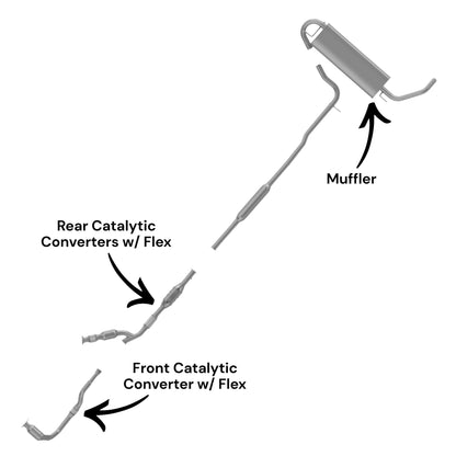Saturn Vue 3.0L (2002, 2003) Front & Rear Catalytic Converters With Flex & Muffler
