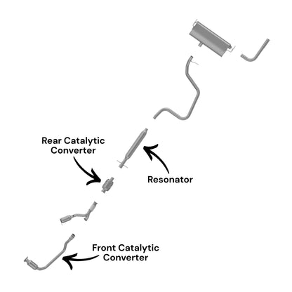 Chevrolet Malibu 3.5L (2008-2010) (LS Model) Front & Rear Catalytic Converters And Resonator